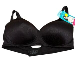 Vanity Fair NWT 36C Perfect T-Shirt Bra Black Comfort Wireless Floral NEW Satin